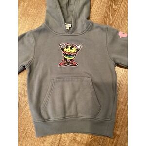Kids Grey Mr. Beast Burger Graphic Hoodie Long Sleeve Pullover girls 5 6